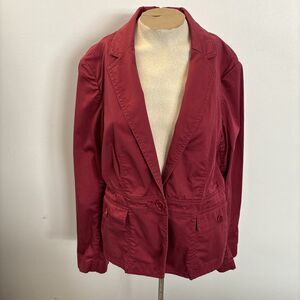 TALBOT'S Maroon Cotton Jacket 2 Pocket Button Close Size 10P